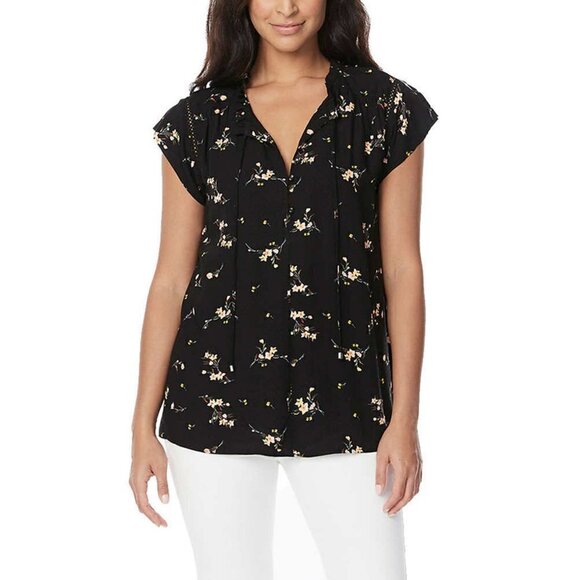 NWT Buffalo Women's Floral Print Flutter Sleeve Lightweight Woven Top Blouse - Picture 1 of 7